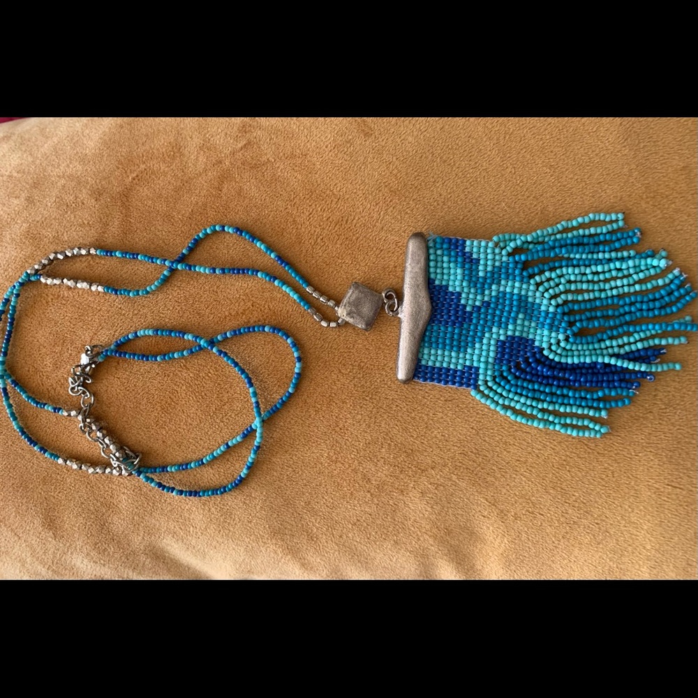 Tiny Beaded Shades of Blue with Silver Details